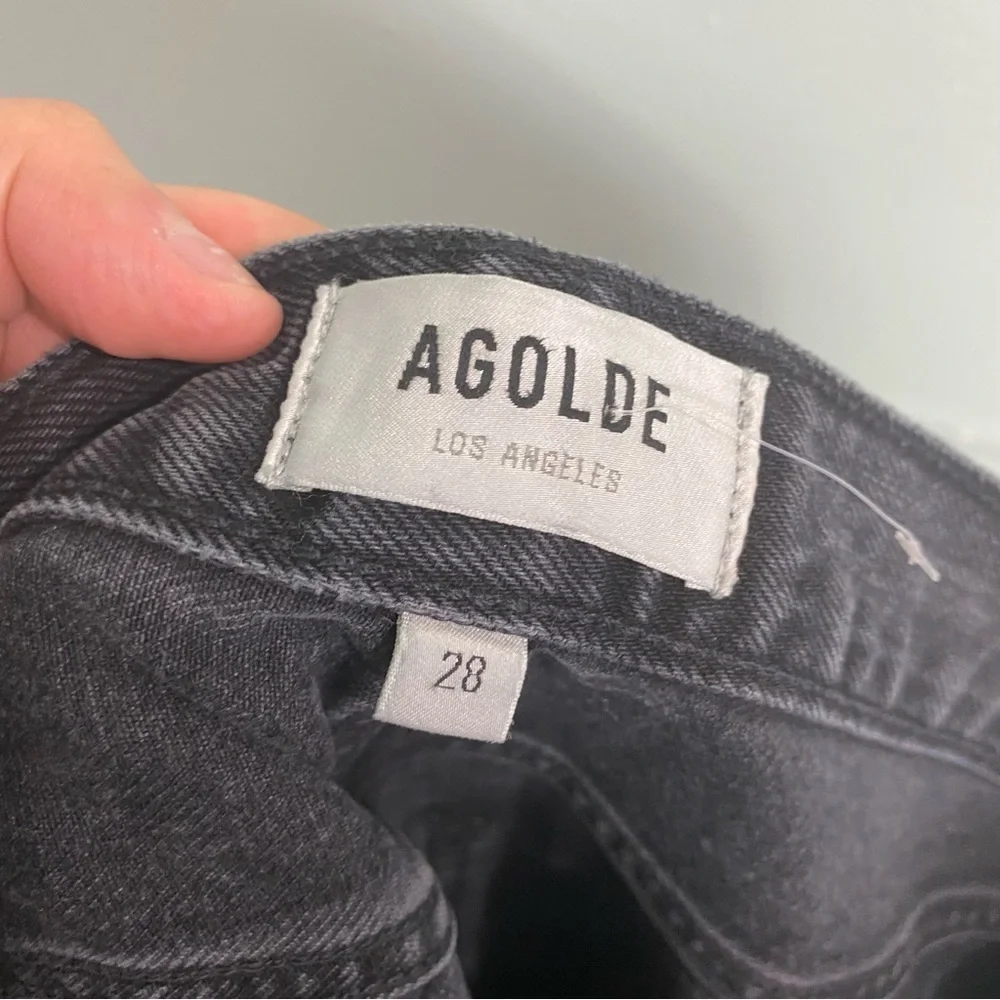 Agolde 90s Pinch Waist In Howl Distressed Black Sz‎ 28